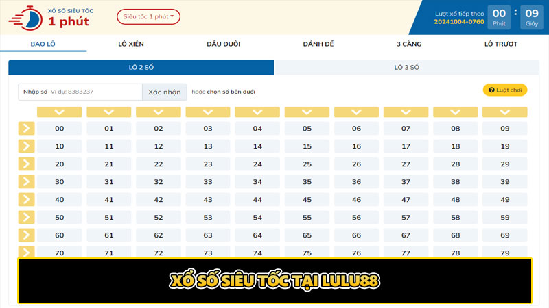 Xổ số siêu tốc tại nhà cái Lulu88